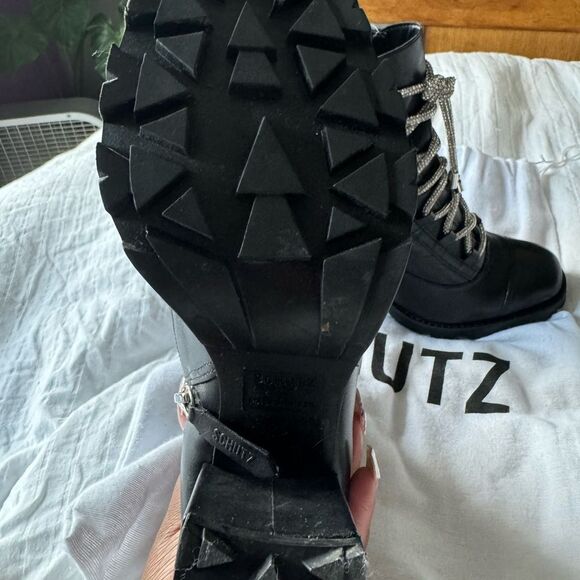 SCHUTZ Women's Kaile Lace Up Lug High Heel Boots- worn 2x comes w/shoe bag - Picture 6 of 6